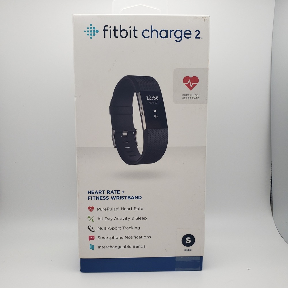 Fitbit Charge 2 Fitness Wristband Small Black Heart Rate Tracker FB407SBKS